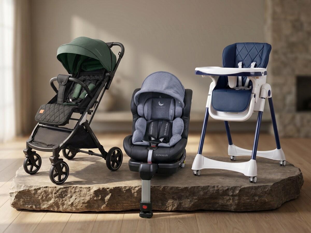 Complete Nursery Lux — LunaLux carseat, LunaNavi+ stroller and high chair